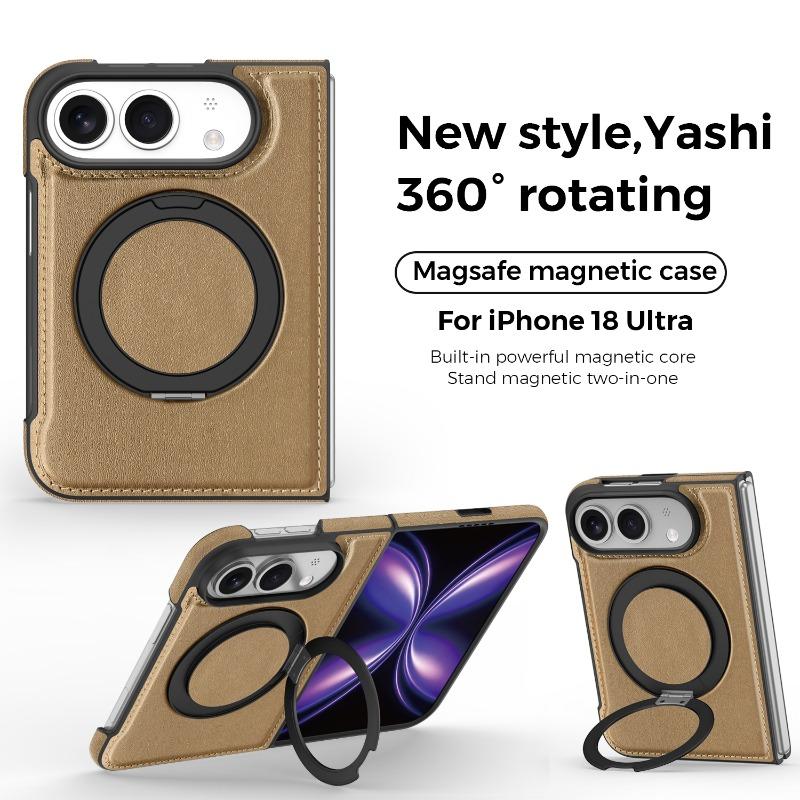 Wireless Charging Magnetic Leather Phone Cover for Iphone Ultra Iphone Fold Ring Stand Phone Case Anti Fall Bumper Case