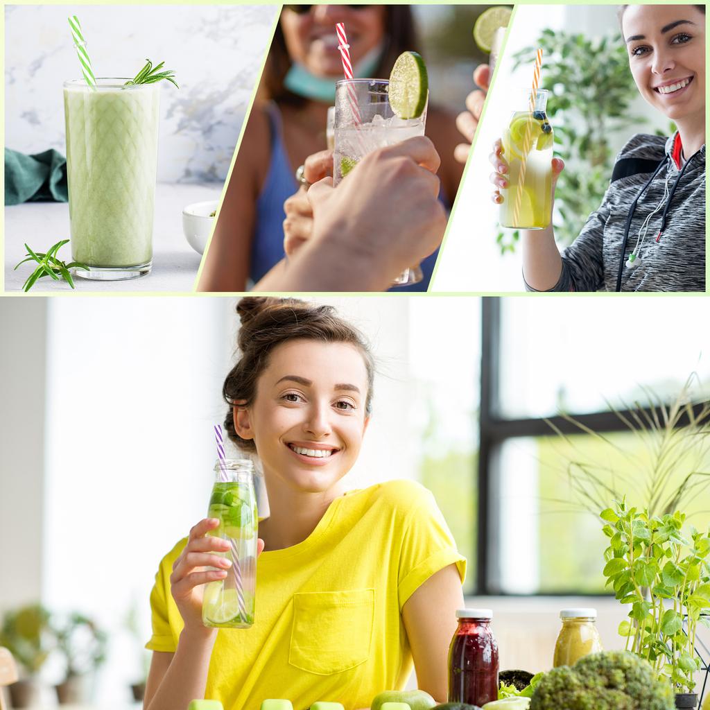 24/10Pcs Multicolor Drinking Straws Reusable Safe PP Plastic Straws with Cleaning Brush for Milk Tea Bar Wedding Party Picnic