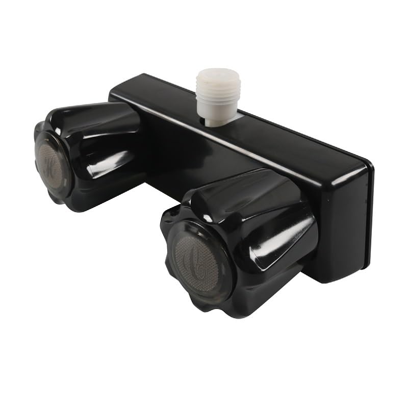 RV Shower Faucet 4 Inch Dual Knob Mixer Tap Black for Camper Bathroom