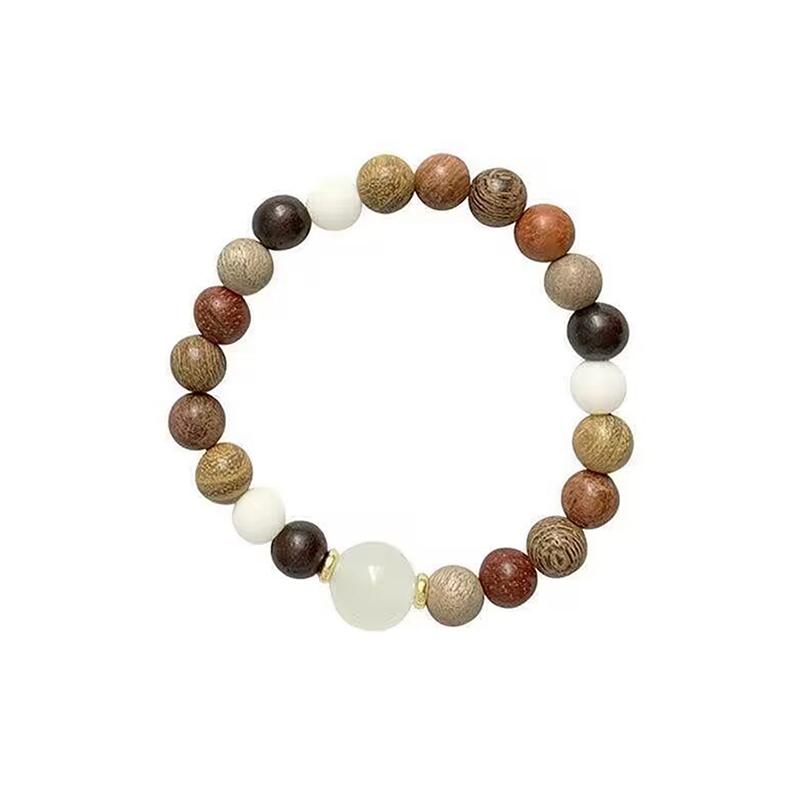 Hot 1Pc Natural Sandalwood Multi-Treasure Beaded Bracelet Ethnic Style Wristlet Proverb Bracelet Ancient Style Zen Rosary Gift