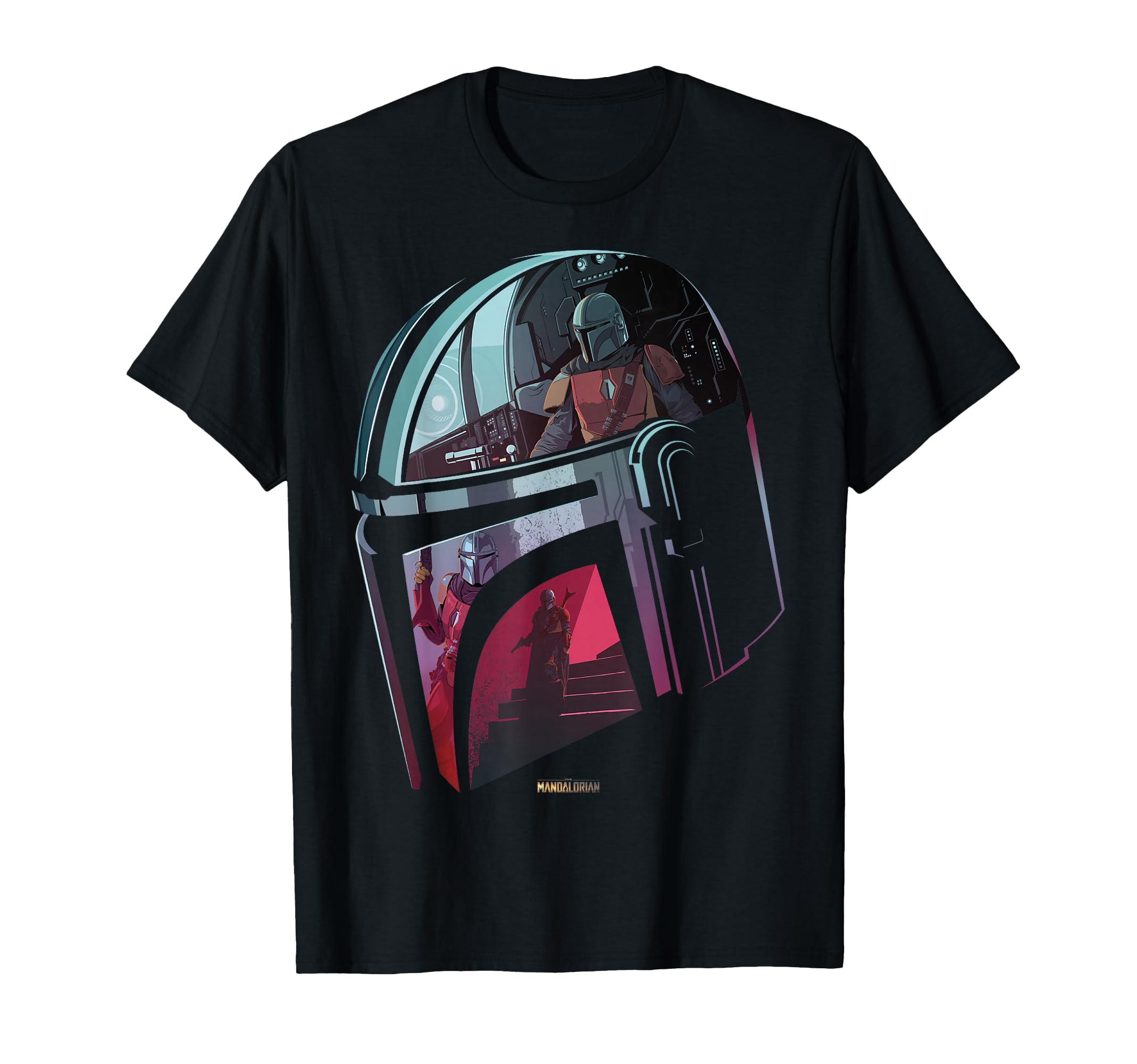 Star Wars Mandalorian Helmet Scene Fill T-Shirt