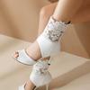 Summer Peep Toe High Top Sandals for Women Thin Heel 7.5cm Black White Lace Pumps Women Shoes Female Gladiator Sandalias WSH5046