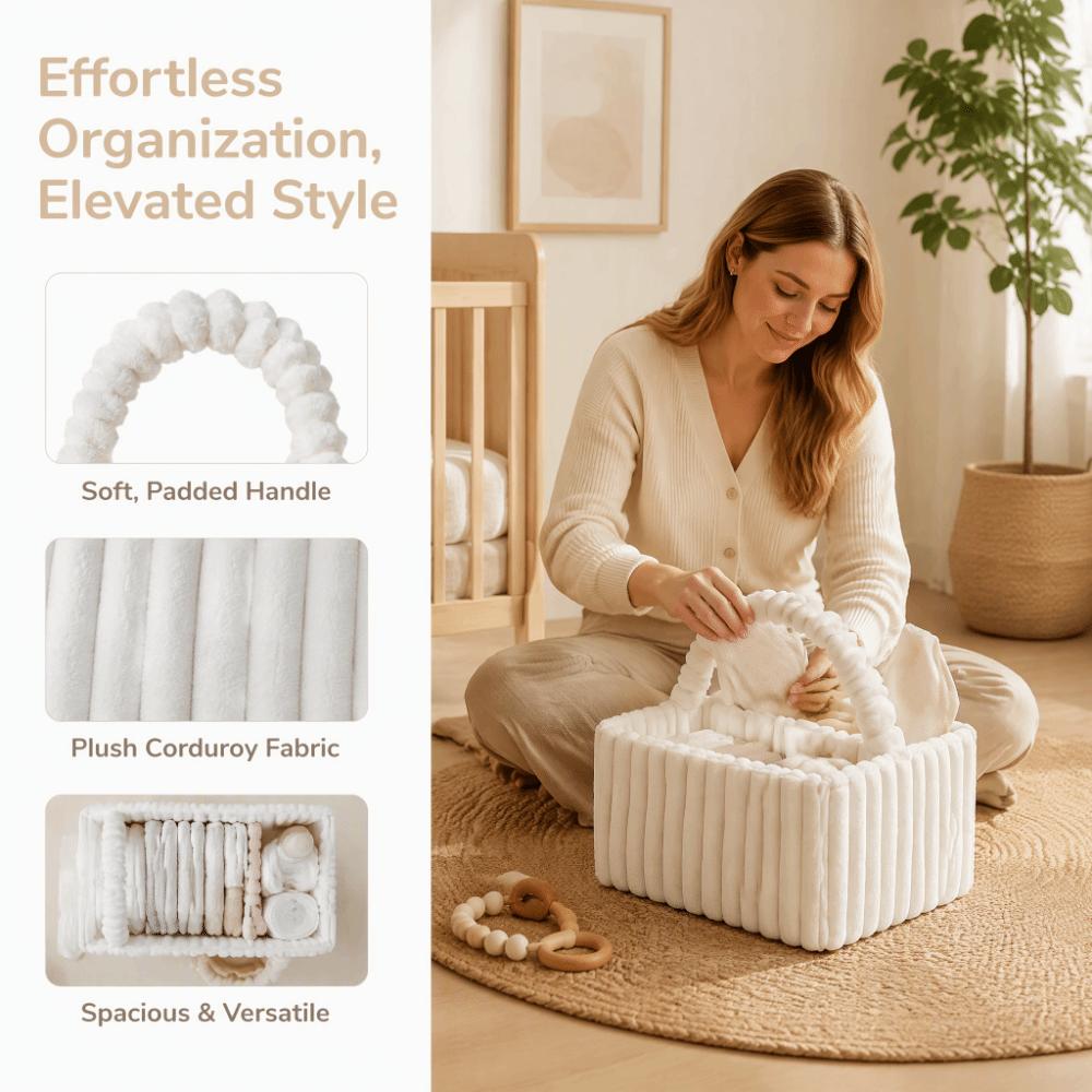 Large Capacity Baby Diaper Organizer Plush Flannel Mommy Storage Bag Cozy Nappy Organizer Bag Car