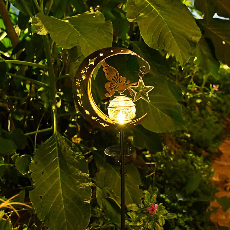 Solar Outdoor Iron Moon Fairy Garden Lamp