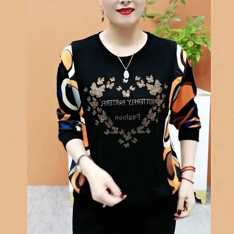 High-end Printing 2025 New Long-sleeved Women's Bottoming Shirt Thin Casual Belly Cover Top Women
