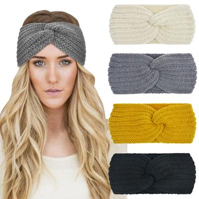 Knit Crochet Headband for Women Ear Warmer Soft Turban Stretch Headbands Winter Warm Head Wrap Bandanas Running Hairbands Headwear Hair Accessories