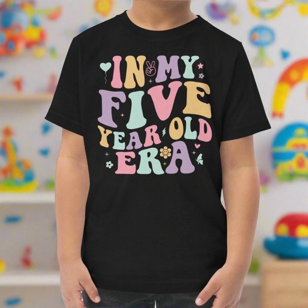 In My Five Year Old Era Jersey T-shirt, 5th Birthday Gift, Fifth Birthday Tee 3XL