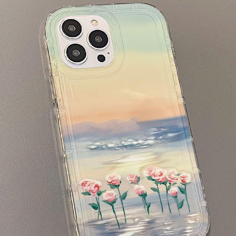 Scenic sunset rose suitable for iPhone17promax new mobile phone case 14TPU13/15 soft case anti-drop