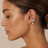 Silver-Plated Zircon Pearl Round Ear Cuff No Piercing Accessories Elegant Double Layer Stainless Steel Clip Earrings For Women