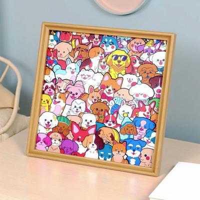 Wooden Dog Coloring Puzzle Kit DIY Paintable Puppy Jigsaw Puzzle Frame with Marker Pens Glue