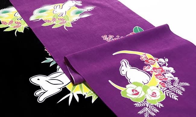 Dyeing Anbo Hand Towel and Authentic Made In 35cm X 100cm "Rabbit, Pine, Bamboo, Plum, Purple" Dyed, 100% Cotton, Tokuoka, Japan,