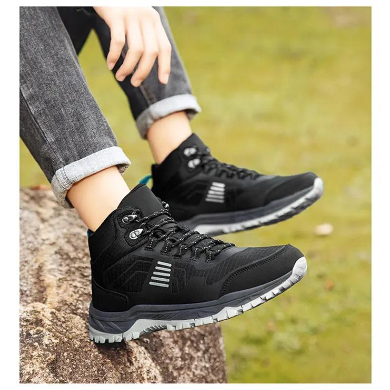 High-Quality Men's Hiking Boots Outdoor Anti Slip Wear-resistant Snow Boots Man High Top Winter Trekking Walking Shoes Women