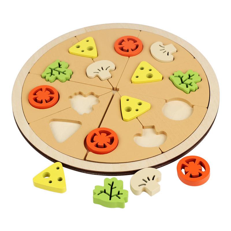 

Wooden Childrens Educational Multilayer Pizza Stacking Toy For Parent Kids Interactive Play Style 1