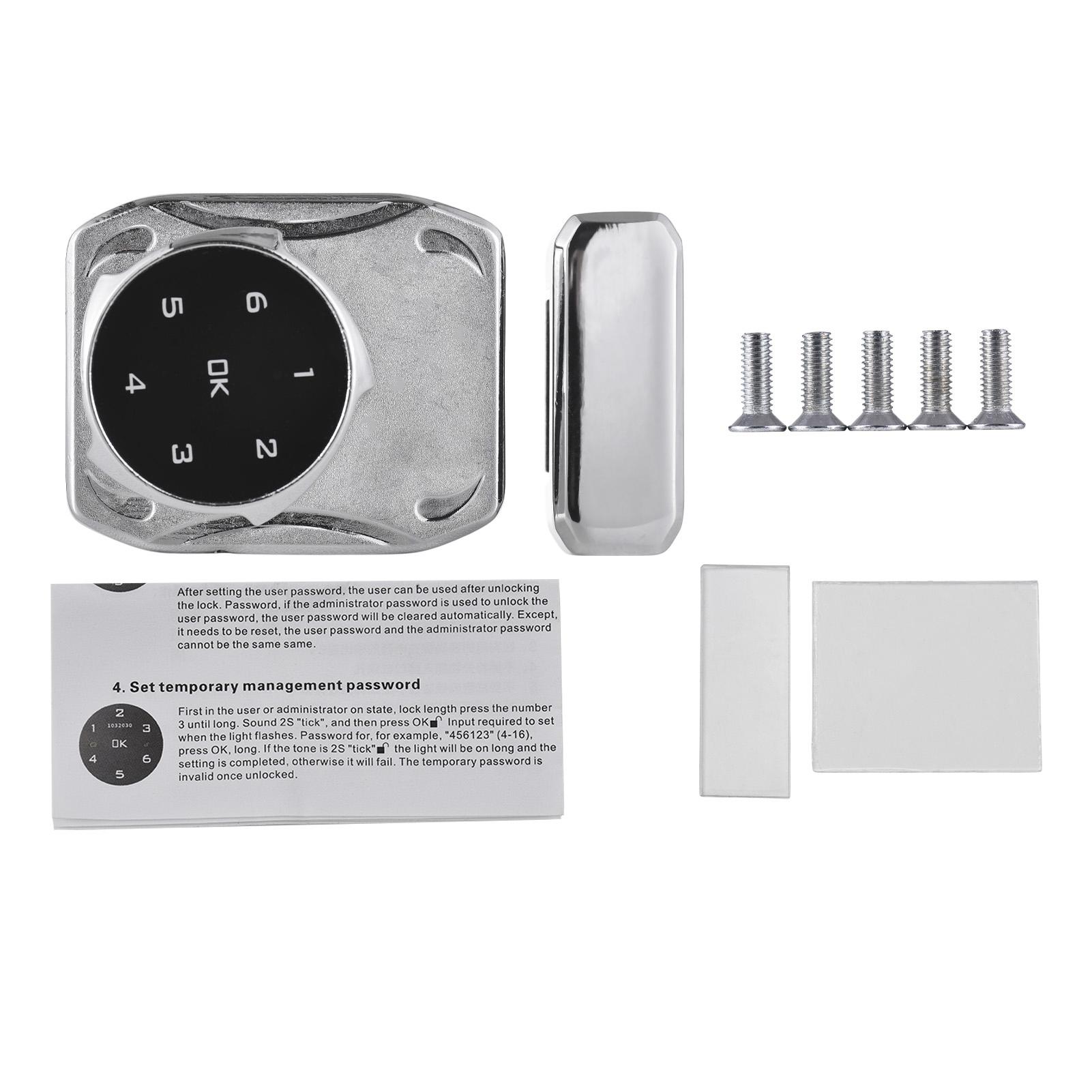 

Умный замок для шкафа Универсальный замок без ключа Электронный индукционный замок для шкафа для стекла толщиной 3-12 мм серебряный