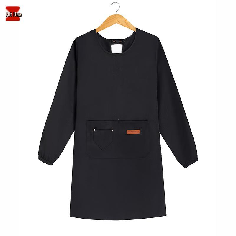 Waterproof Long-Sleeved Kitchen Apron Large серый