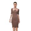 Edition Women's Autumn Knit Cross Halter Long Dress