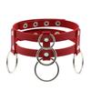 DIEZI Men Harajuku Red PU Leather Necklace Choker Women Ladies Punk Gothic Vintage Statement Collar Pendant Necklace New Jewelry