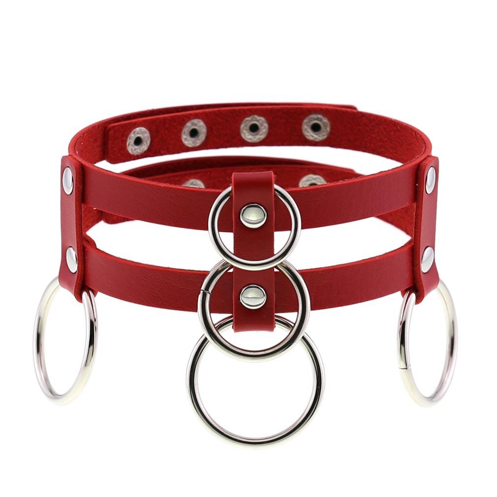 DIEZI Men Harajuku Red PU Leather Necklace Choker Women Ladies Punk Gothic Vintage Statement Collar Pendant Necklace New Jewelry