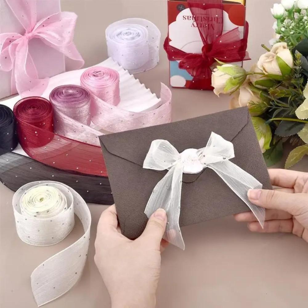 5 Meters/pack Bubble Pleated Tape 4cm Gift Wrapping Bouquets Diamond Mesh Organza Ribbon Gifts Packaging Material