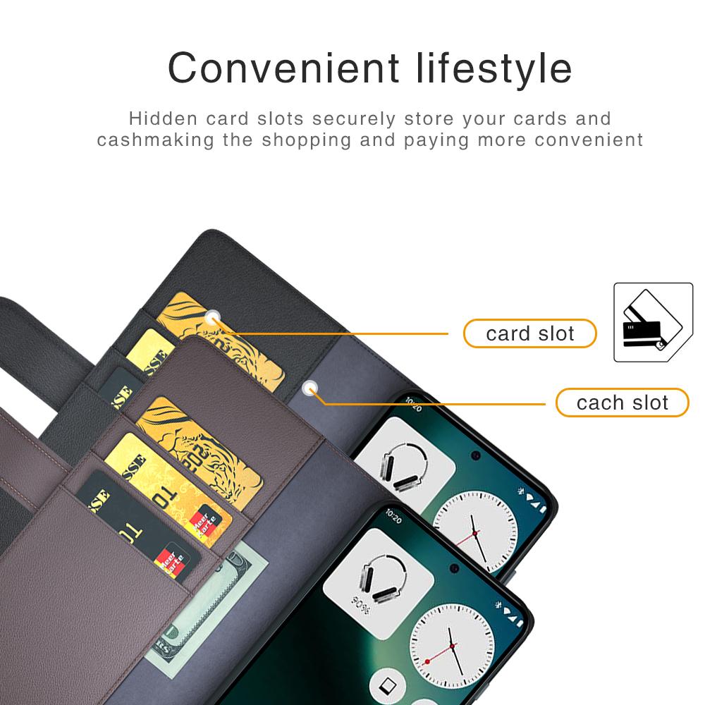 For Nothing Phone (3a) Lite 5G Case Genuine Split Leather Phone Cover with Wallet Stand