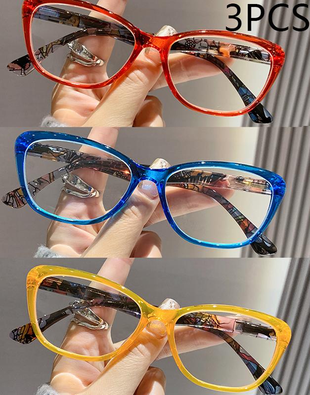 1/2/3PCS New Colored Frame Reading Glasses For Women Comfortable Trendy Full Frame 2105
