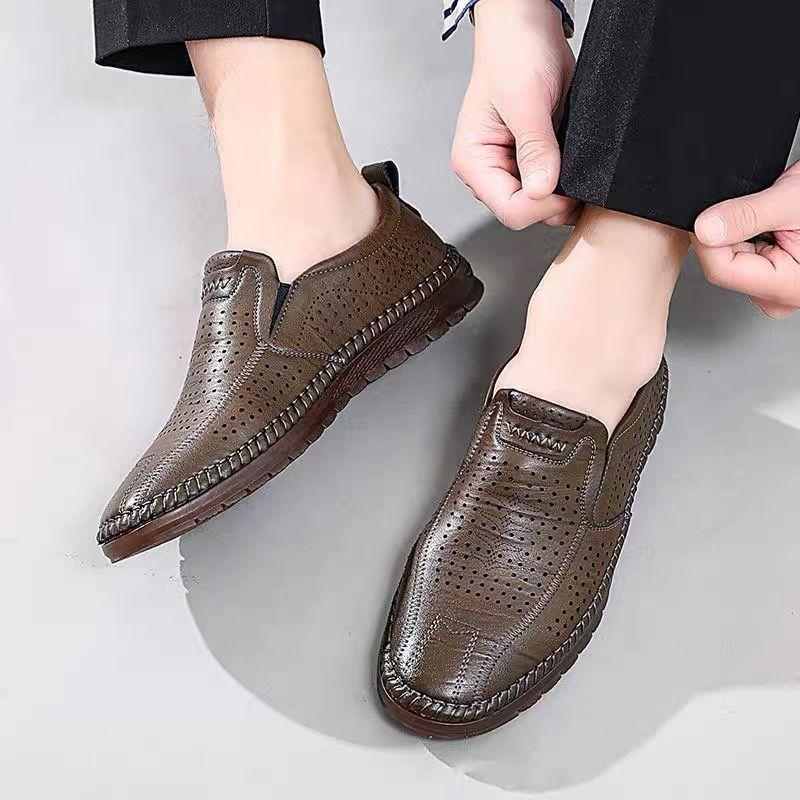 Leather shoes men's summer new versatile business casual shoes beef tendon soft sole non-slip