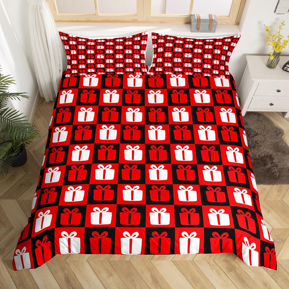 

Homewish Romantic Love Heart Duvet Cover SetWinter Christmas Snowflake Bedding SetKawaii Cartoon Buffalo Bed Set EU Single(135*200cm)3pcs