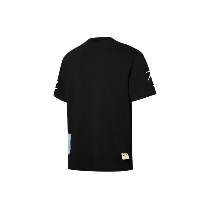 Puma X Michael Lau Kollaborationslogo Colorblock Buchstabenprint Kurzarm T-Shirt Herren Tops Schwarz 531321-01