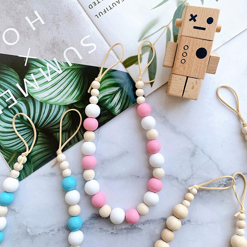 2pcs/set Boho Bead Garlands Curtain Tiebacks Tassel Wood Bead Curtain Rope Holdback Farmhouse Curtain Holders For Drape Decor