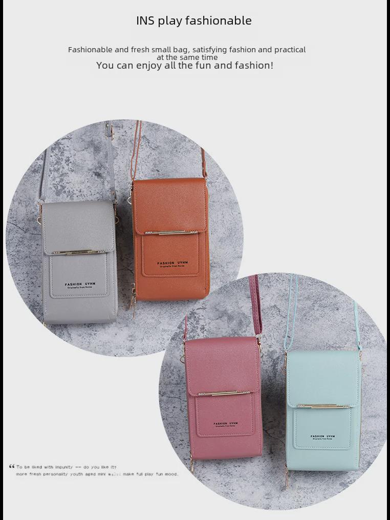 Women's Touch Screen Crossbody Bag: Small, Cute, Fashionable for Mobile Phone & Keys - Vertical Style