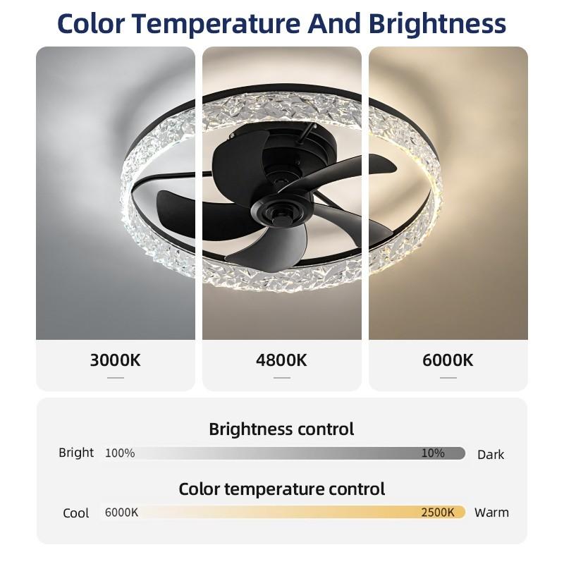 20 Inchs Adjustable Brightness LED Ceiling Fan Lamp DC Motor Ceiling Fan With Light Living Room Luxury Style Ceiling Fan