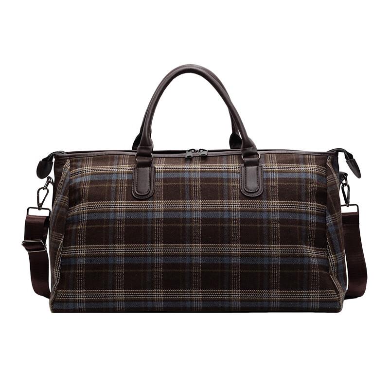 Trendy Plaid Large Capacity Travel Shoulder Bag