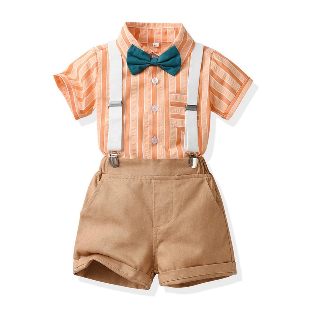 Children Boys Summer Short-Sleeved Shirts  And Shorts  Casual Two Piece