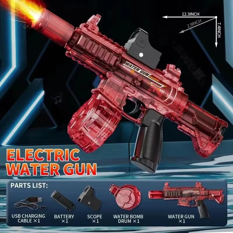 Non-Toxic New Electric Water Gun With Light Led Simulation Fire Sprays Flame Continuously High-Speed Powerful Shoot Outdoor Water Gun Toys