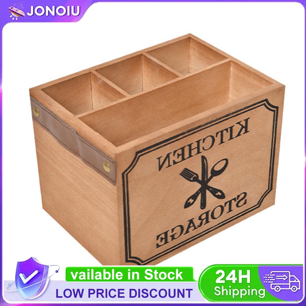 Wooden Napkin Holder Widely Use Cutlery Holder Table Utensil Box with 4 Compartments Multi Purpose for Kitchen for Living Room China Mainland