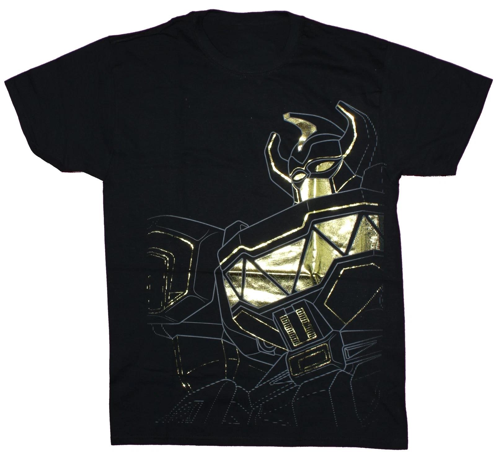 Mighty Morphin Power Rangers Men’s T-Shirt Gold Foil Megazord Graphic Tee S-5XL 3XL