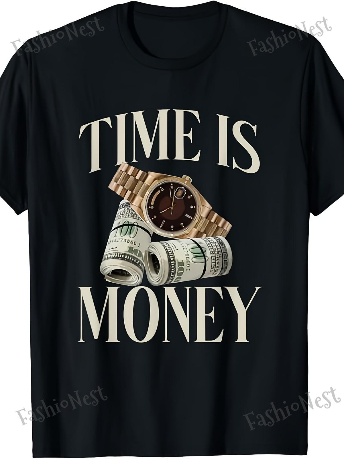 Time Is Money Crypto Millionaire Graphic T-Shirt Vintage Streetwear Tee XXL