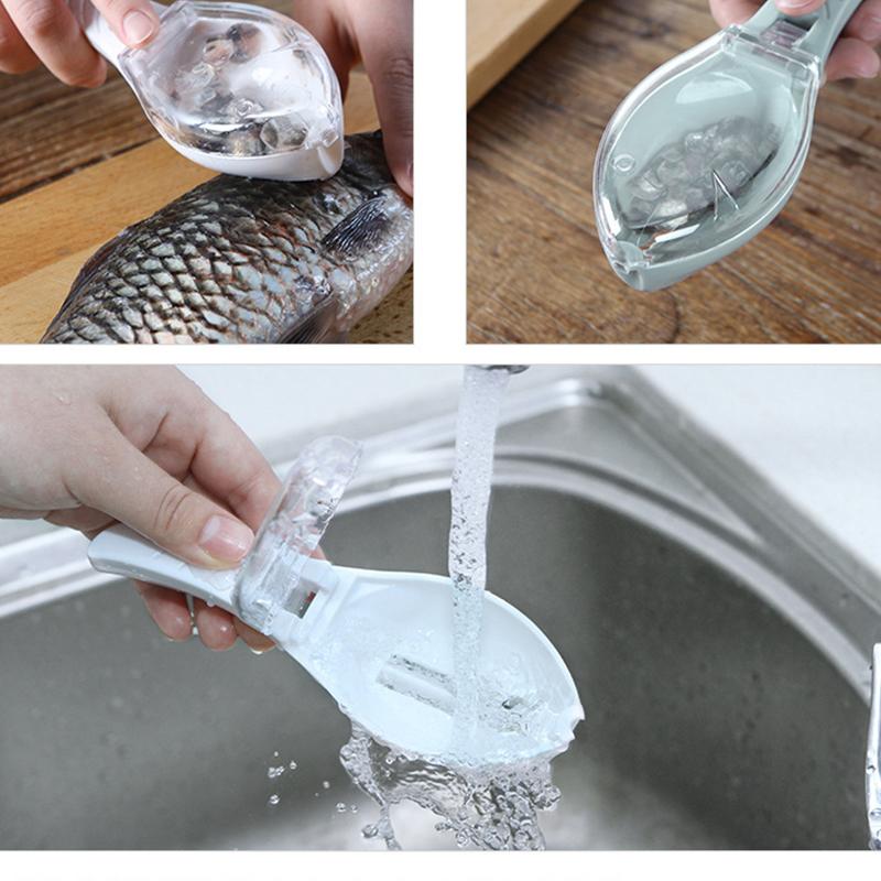1PCS Plastic Fish Scales Scraper Fish Skin Brush Scraping Fishing Scale Brush Graters Remove Fish Knife Cleaning Peeler Scaler Scraper