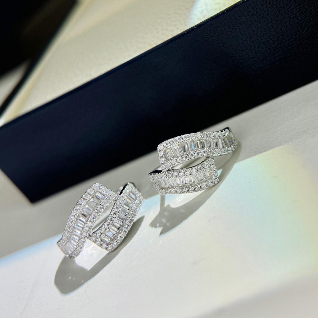 New Vintage 100% Pure 925 Sterling Silver Earrings Full Pave 5a Zircon Cross inlaying Ear Stud For Women Luxury Fine Jewelry