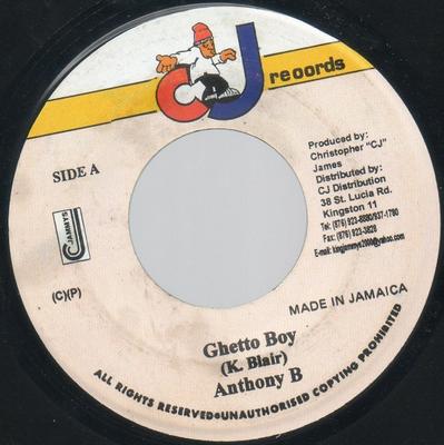 7inch Record ANTHONY B - Ghetto Boy NONE CJ Records 2003 Jamaica Reggae, Ska & Dub Used