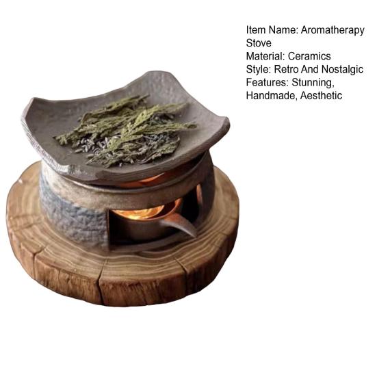 Arzător Ceramic pentru Aromaterapie, Arzător pentru Uleiuri Esențiale, Suport pentru Lumânare Tip Pastilă, Încălzitor pentru Ceainic, Kit Arzător de Tămâie Zen pentru Parfum de Casă, Meditație, Relaxare