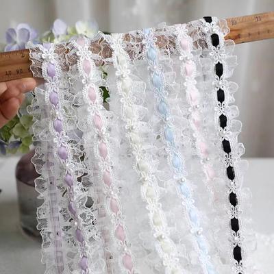 1yard Trim Ribbon Gift Wrapping Pearl Lace Clothing Accessories Woven Tape DIY Material 3cm