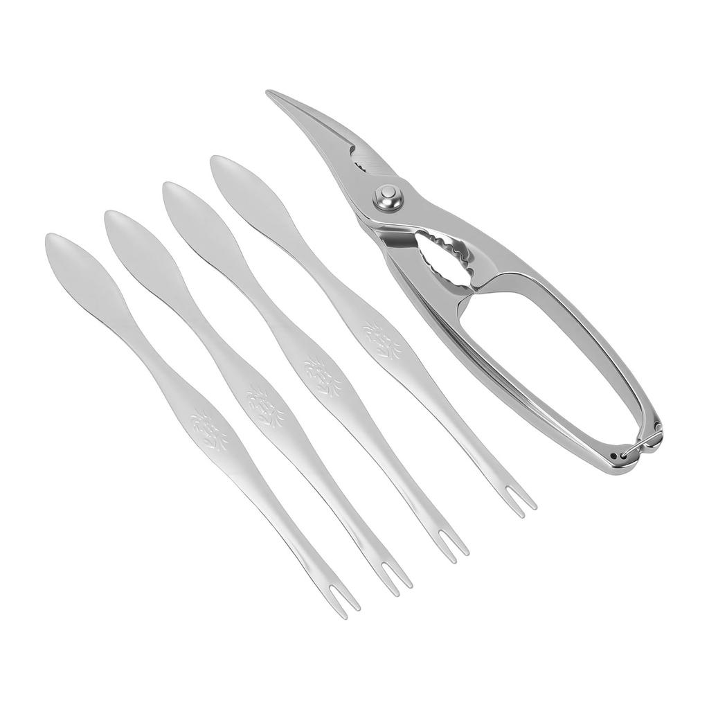 Crab Cracker and Tools Set Stainless Steel Lobster Crab Seafood Cracker with 4 Forks for Home Party