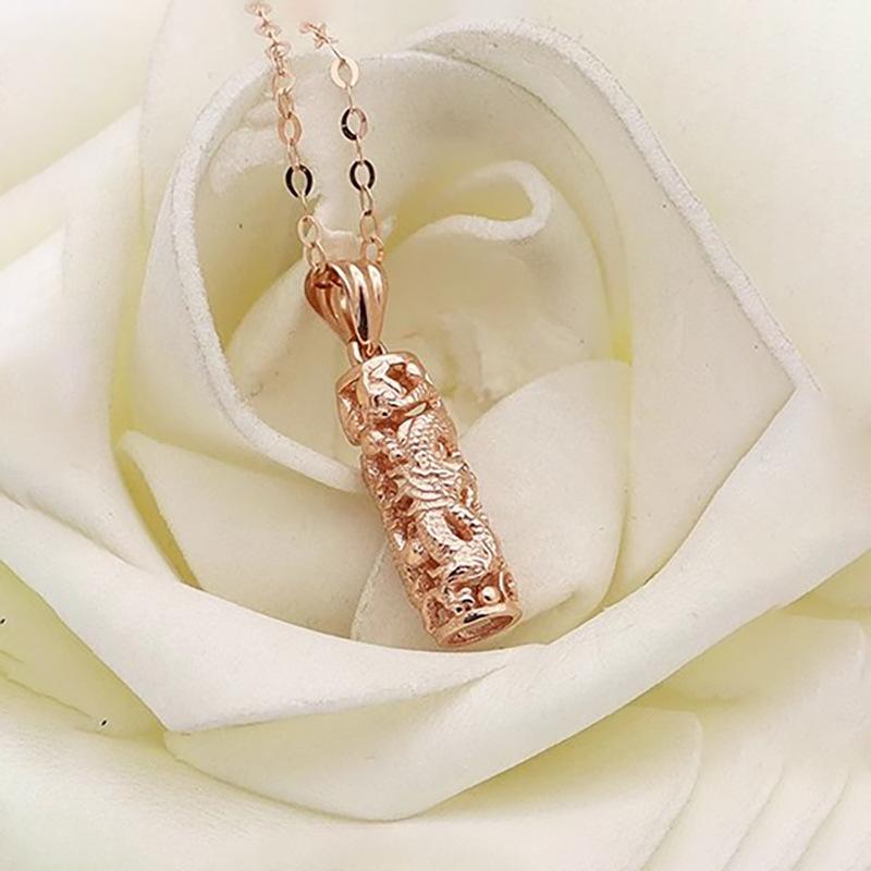 Purple Gold Smart Dragon Column Pendant Temperament Simple Rose Gold Plated Hollow Cylindrical Pendant Jewelry