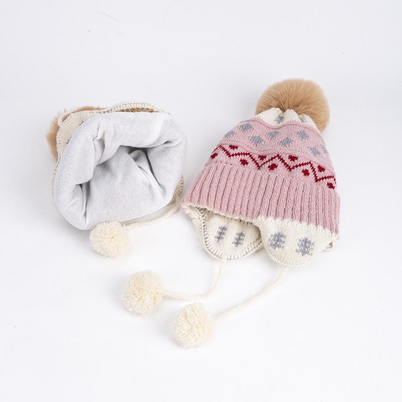 Autumn and Winter Children's Knitted Woolen Hat, Winter Boys and Girls' Casual Warm Windproof Ear Protection Jacquard Hat