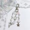 Korean Style Fresh Bow Star Keychain Y2K Sweet Beaded Keyring Girly Bag Pendant Key Accessories Cute Key Holder Gift