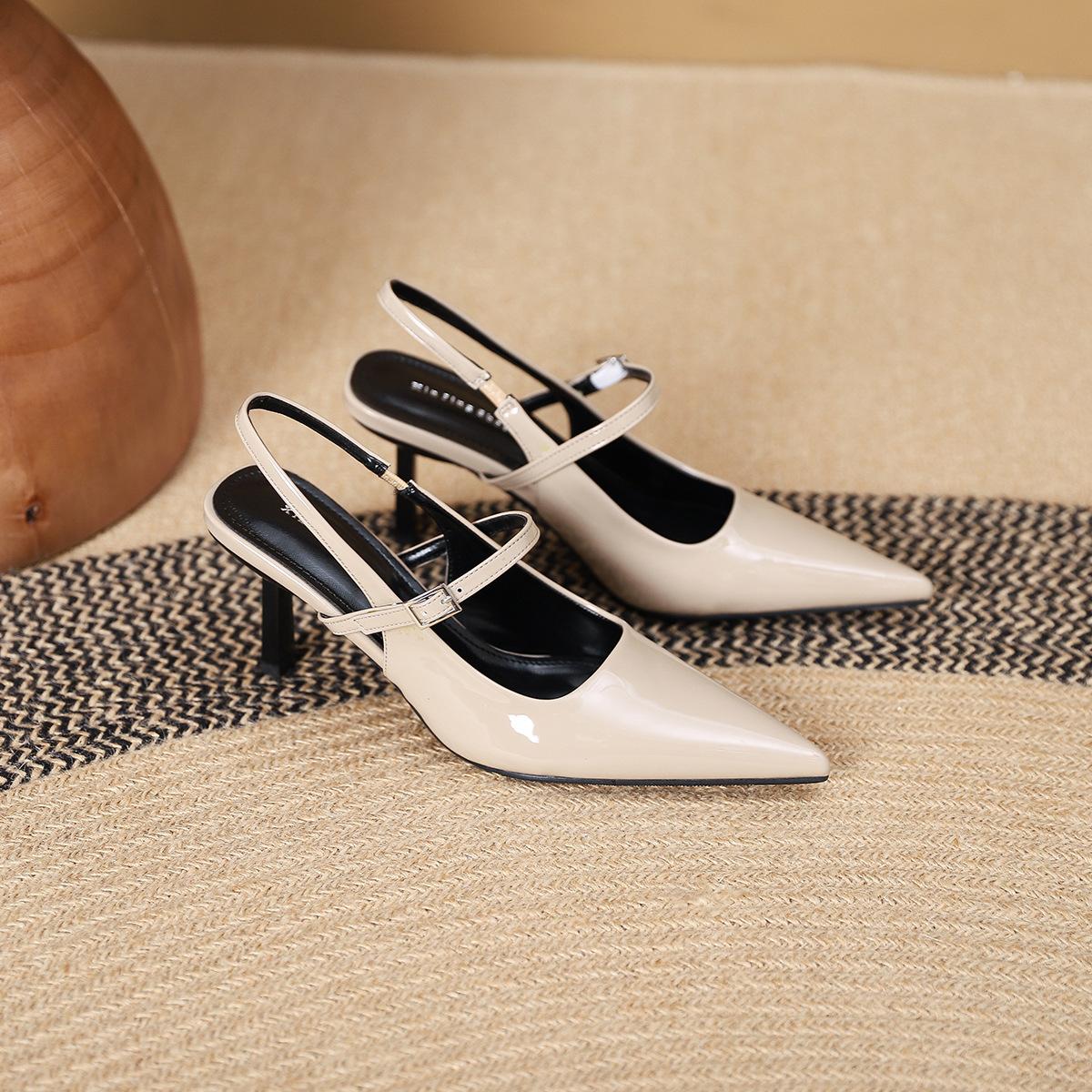 

9733-2 Темпераментные туфли-лодочки с острым носком и высоким каблуком, женские весенние универсальные глянцевые туфли с сумкой, тонкий каблук, одинарные туфли с тройными ремешками, женская обувь 40 хаки