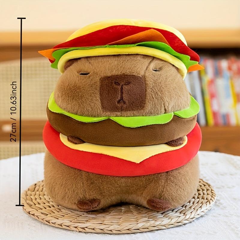 Hamburger Capybara Plush Toy - Stuffed Animal with Realistic Burger,Birthday Gifts for girls and boys, Girls for Kids