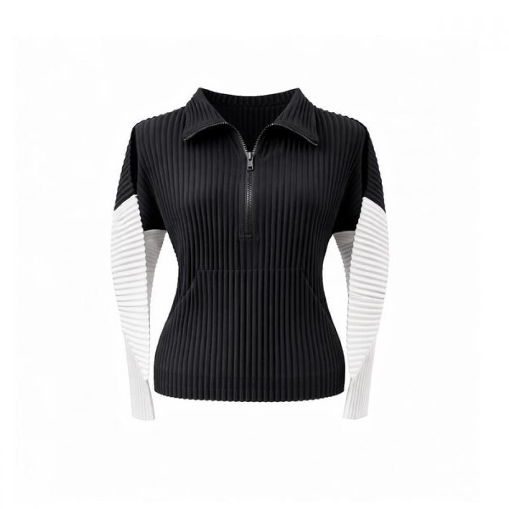 

La Vita Pleated Sleeve Colorblock Front Zip Tee Lrfts024 Single option