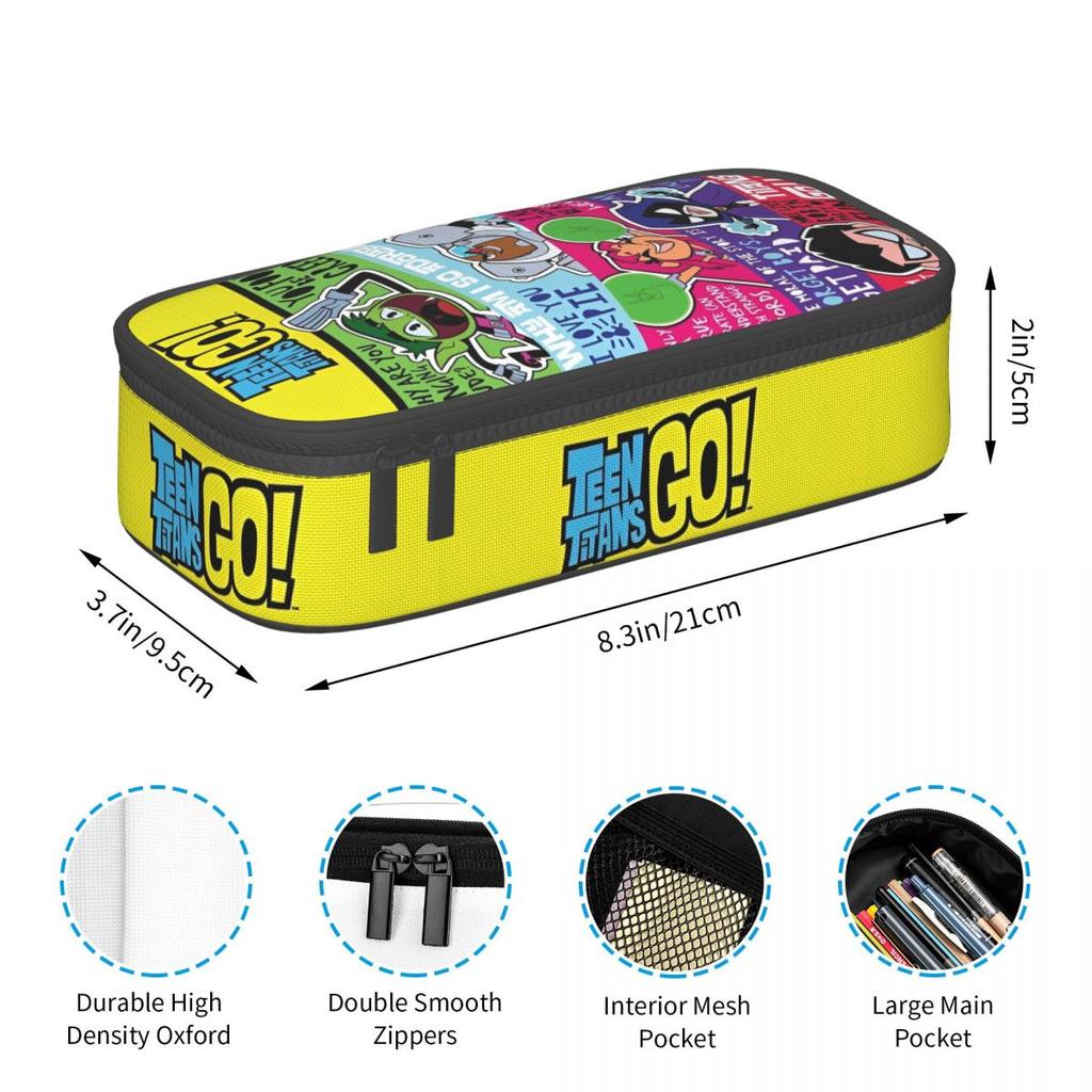 Large Capacity Pencil Pouch Teen Titans Go Anime Manga School Supplies Double Layer Pencil Bag Girl Makeup Bags Gift